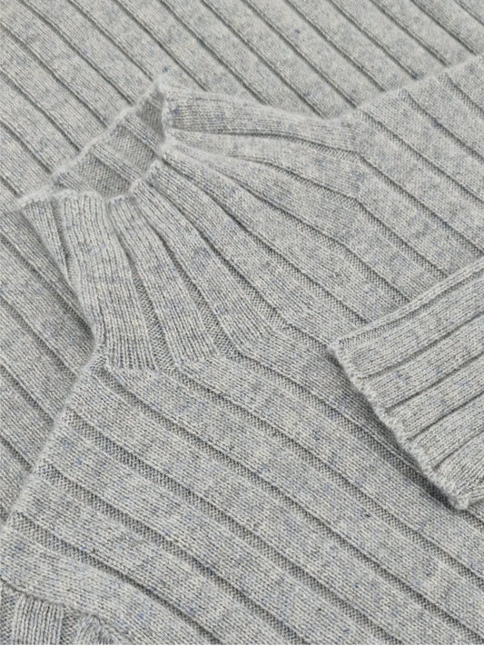 Light Grey TURTLENECK RIBES DENIM 100% CASHMERE