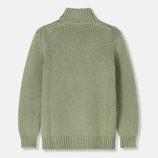 Capri Cable Green Cashmere Turtleneck Sweater