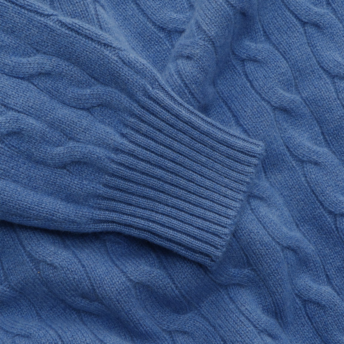 Capri Crewneck Steel Blue — cable knit detail