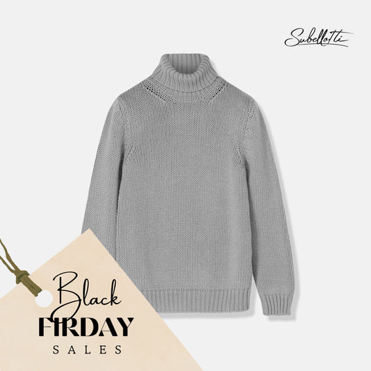 Dolce Vita Nuvola Gray Cashmere Turtleneck Sweater