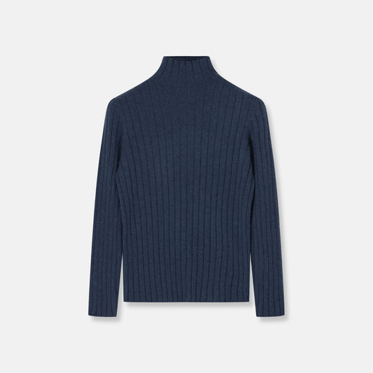 Alpen Ribes Cashmere Turtleneck Navy Blue