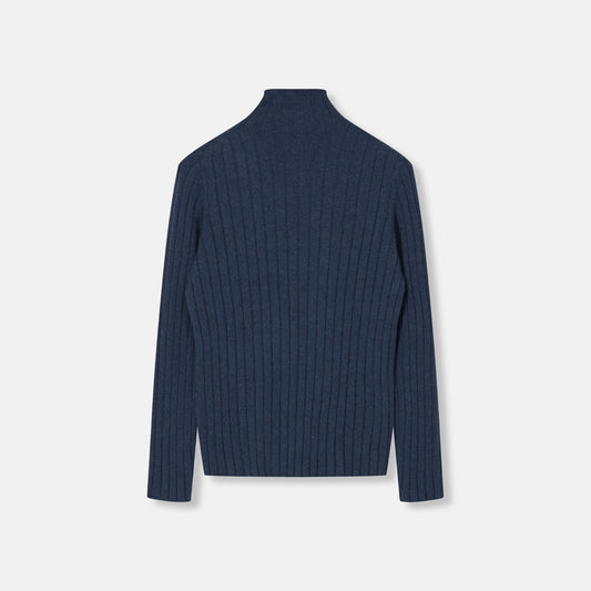 Alpen Ribes Turtleneck Blue 100% Cashmere