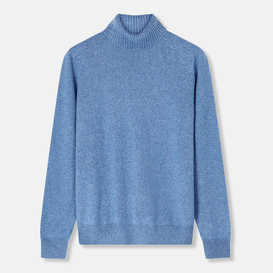 Napolitano Blue Cashmere Turtleneck Jumper