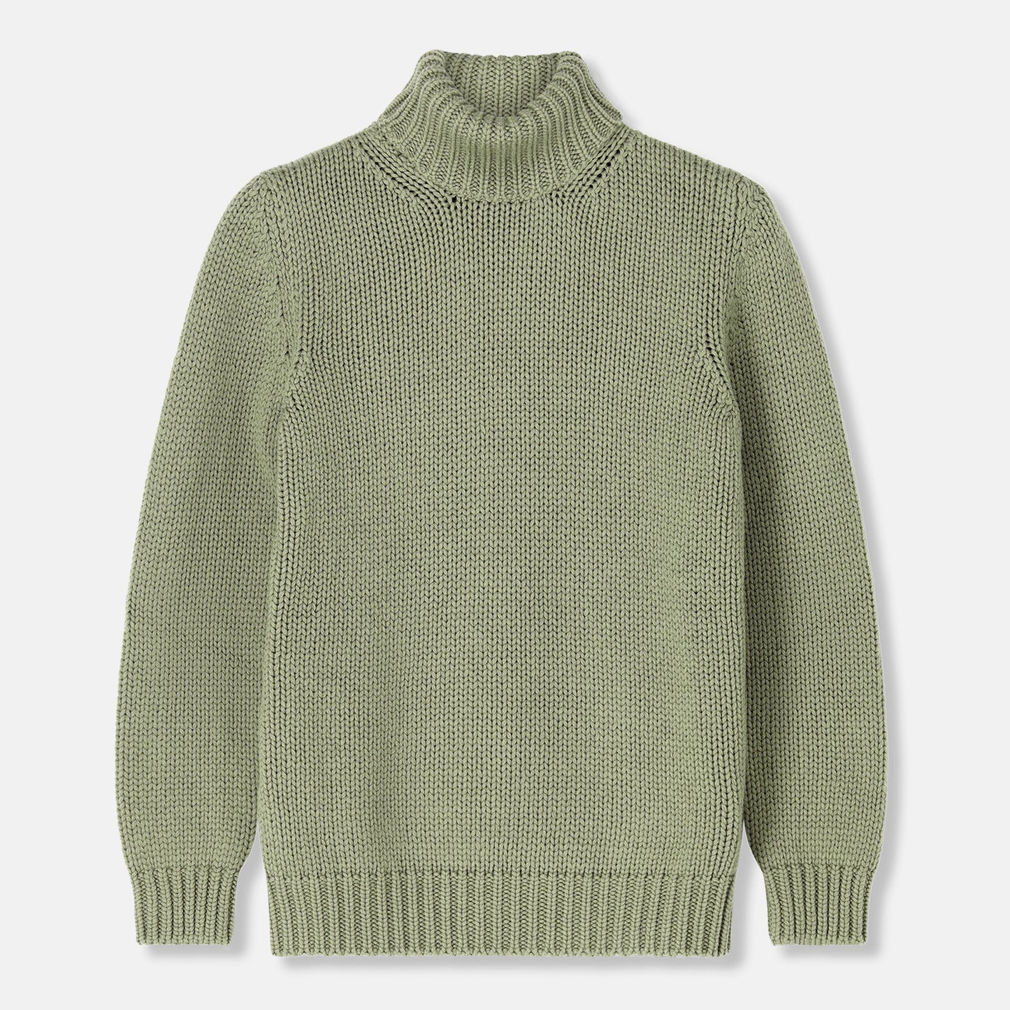 Capri Cable Green Cashmere Turtleneck Sweater