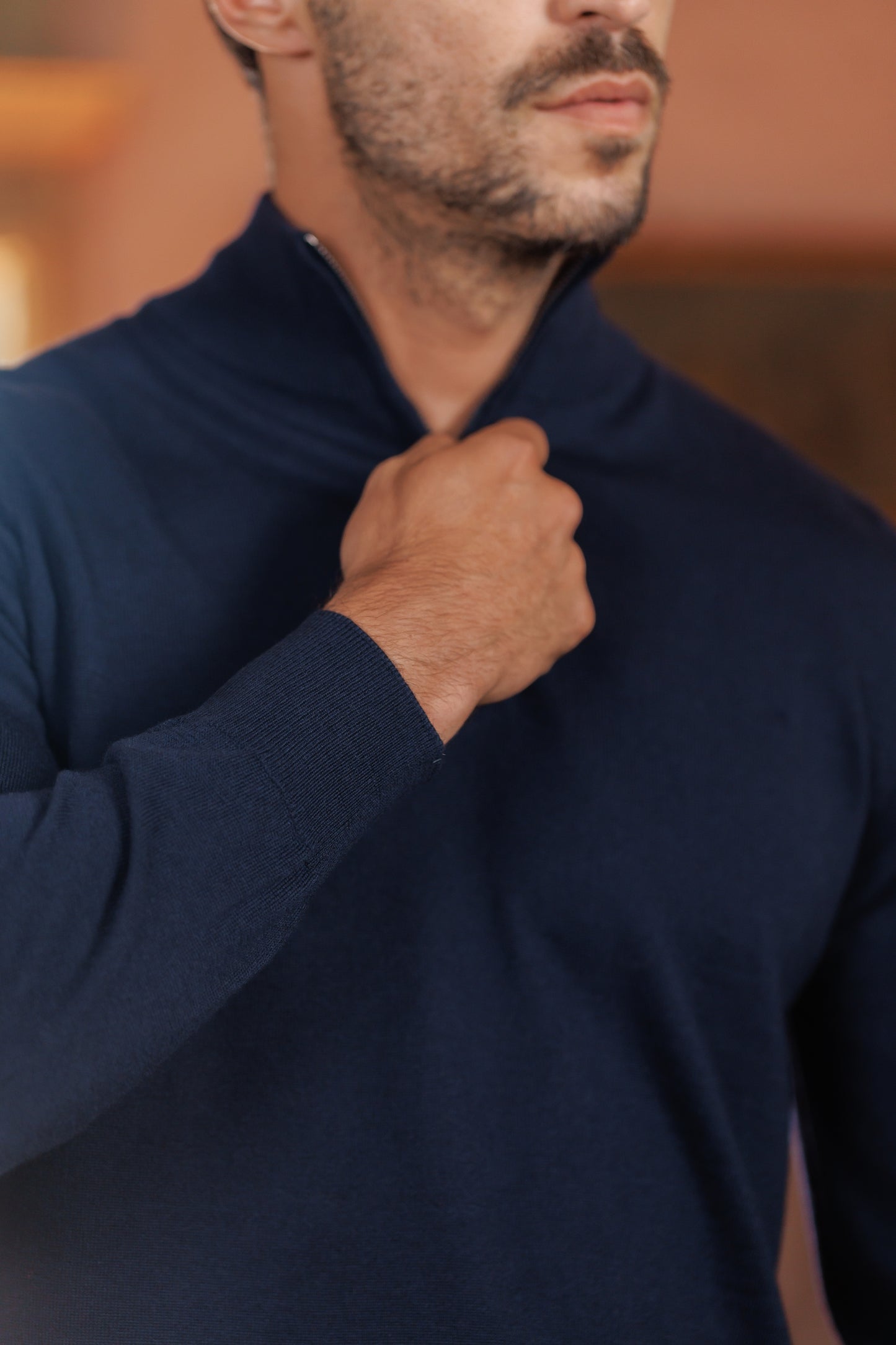 Classic Half-Zip Dark Navy Cashwool® Merino