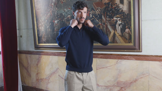 Subellotti Classic Half-Zip Dark Navy Cashwool® Merino, product image 1