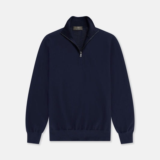 Front view of the Subellotti Classic Half-Zip in dark navy