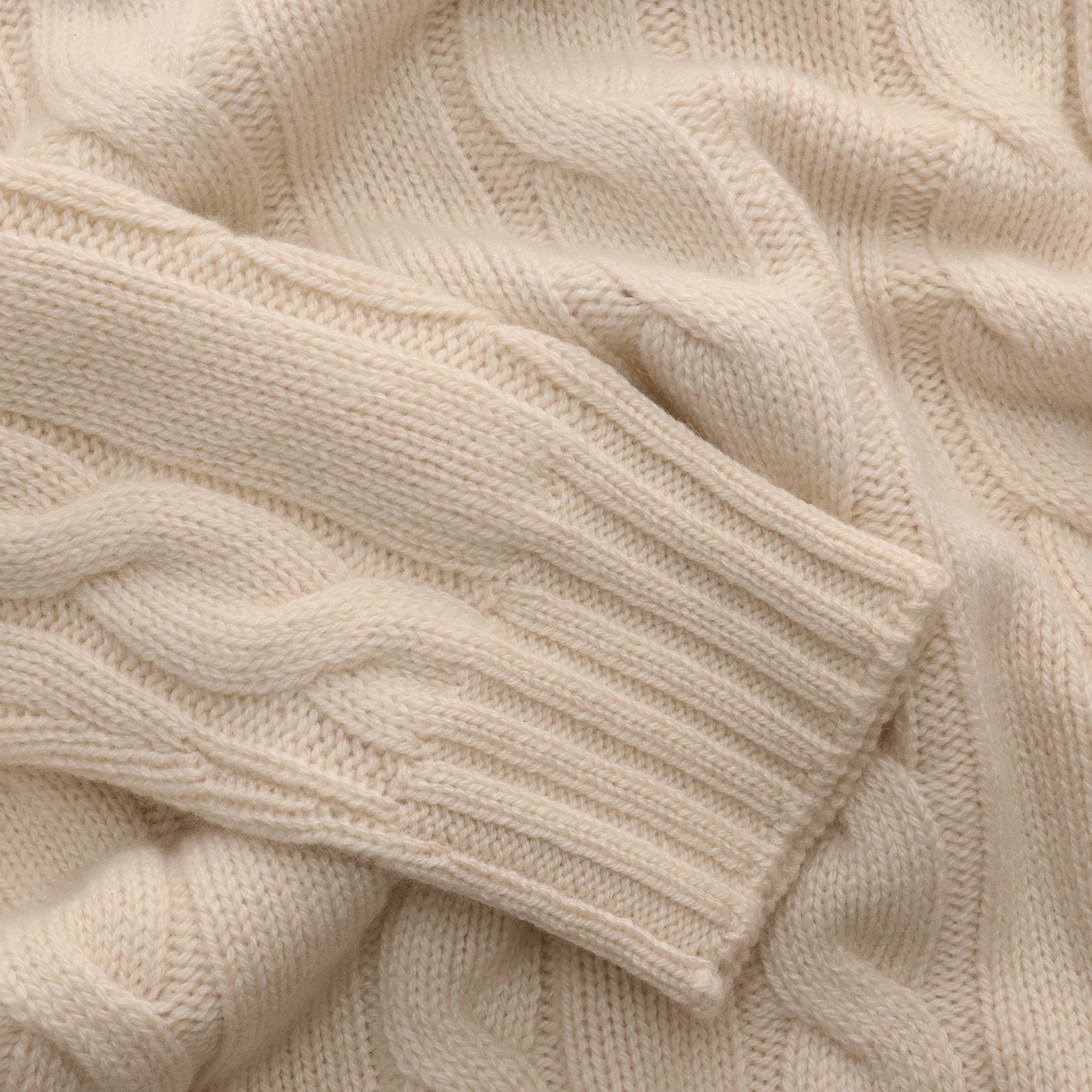 Dolcevita Crewneck Cream — cable knit detail