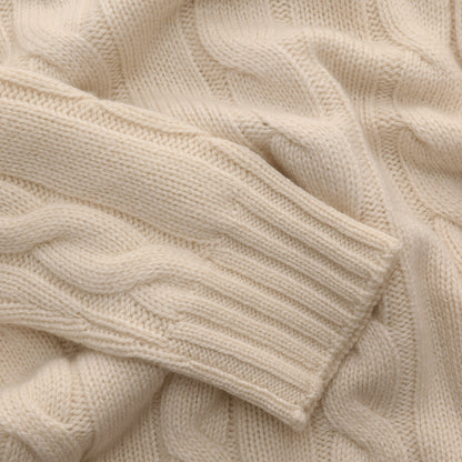 Orvieto Cable Knit Crewneck Cream — cable knit detail