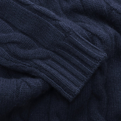 Dolcevita Turtleneck Navy Profondo — cable knit detail