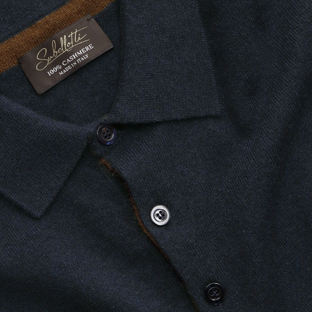 Firenze Classic – Navy Cashmere Polo Sweater