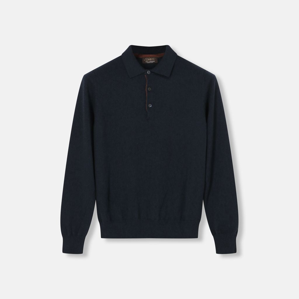 Firenze Classic – Navy Cashmere Polo Sweater