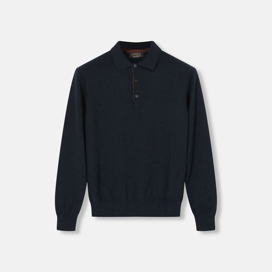Firenze Classic – Navy Cashmere Polo Sweater