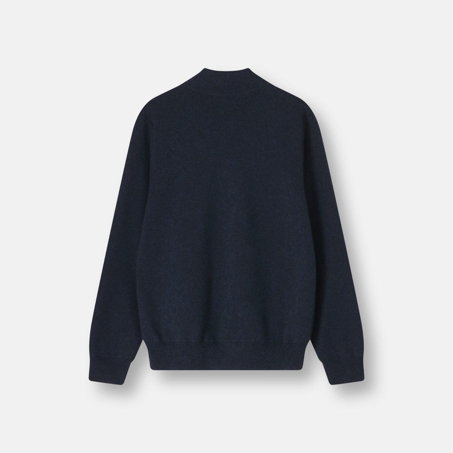 Milano Bomber Navy cashmere knit texture and horn button detail