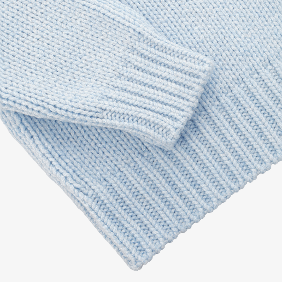 Nuvola Turtleneck Sky Blue ribbed collar detail