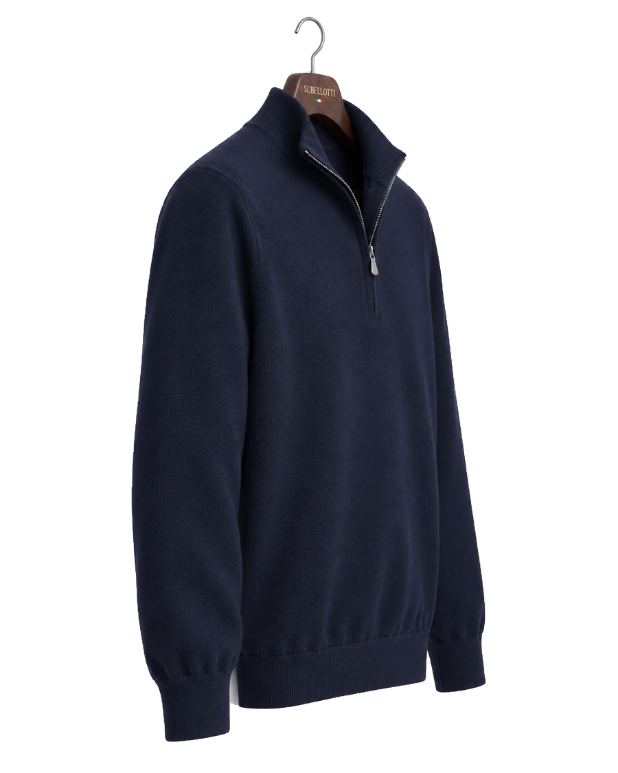 Classic Half-Zip Dark Navy Cashwool® Merino — Side