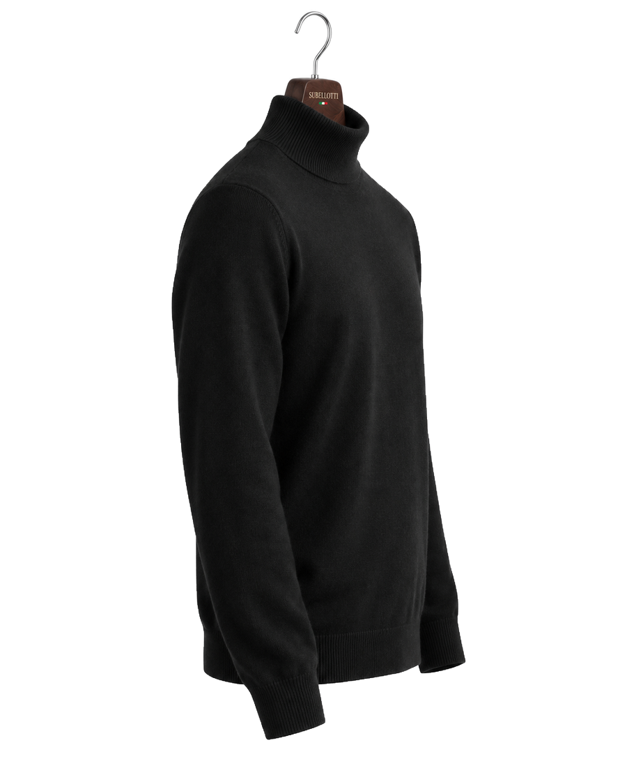 Napolitano Cashmere Roll Neck Jumper – Black — Side