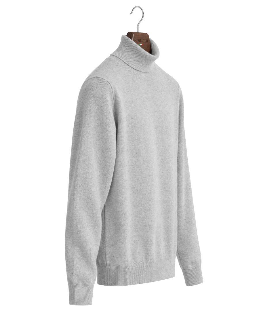 Napolitano Cashmere Roll Neck Jumper – Silver Grey — Side