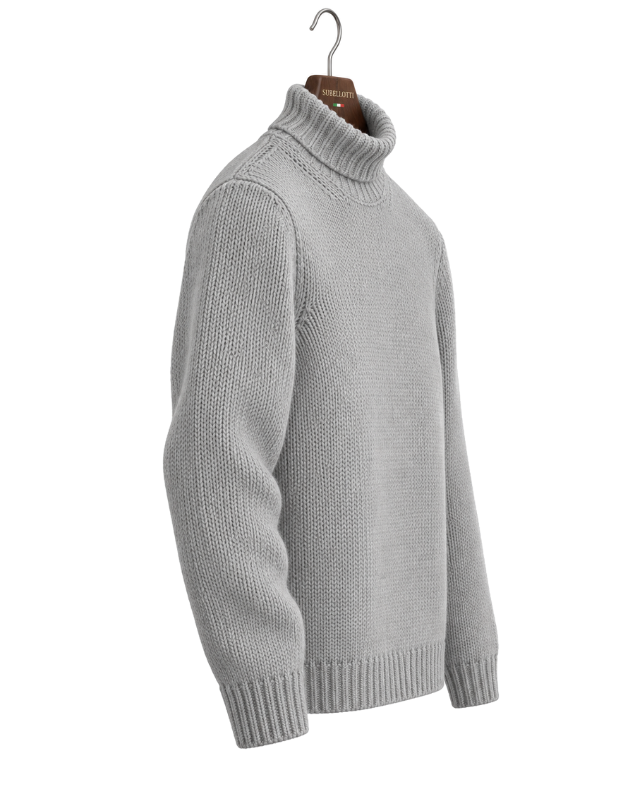 Nuvola Cashmere Turtleneck – Stone Grey — Side